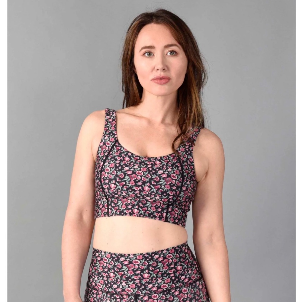 Sophia Lightweight Longline Bra in Red Velvet Floral  SZ Small Wear Love More